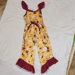 Floral Yellow Jumpsuit with Ruffle Details